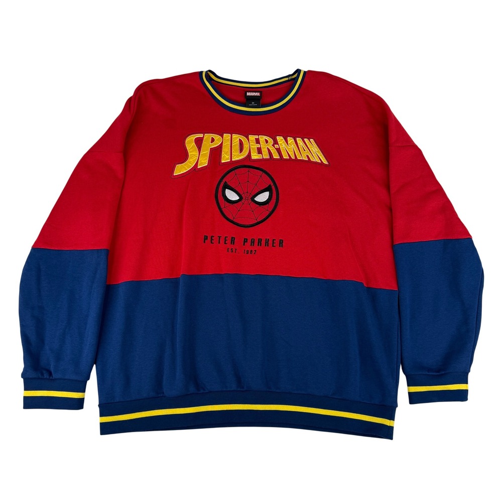 Marvel BoxLunch Spider-Man‎ Sweatshirt Mens 2X Red Blue Colorblock Peter Parker